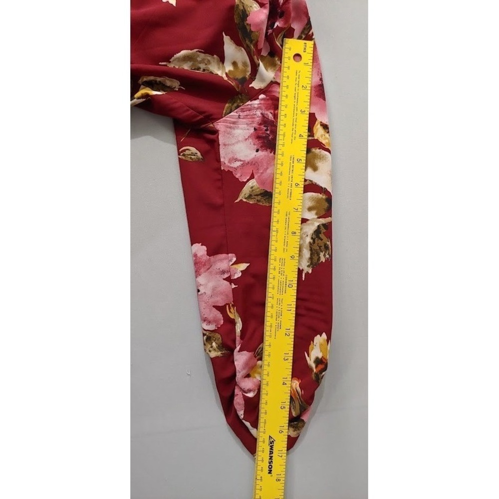 Womens Burgundy Sile L Floral Open Front Blazer Jacket Cardigan Chocolate USA Lq - Picture 10 of 11
